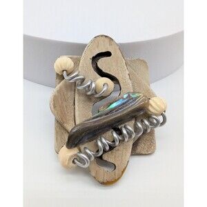Jeff Lieb Pin Brooch Metal Wood Resin Rare Boho Retro Vintage Signed